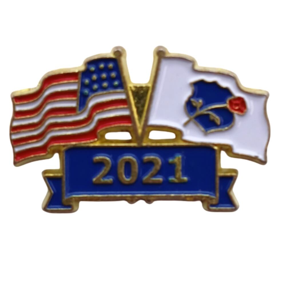 2021 USA & Law Enforcement Memorial Friendship Flag Lapel Pin Badge Back